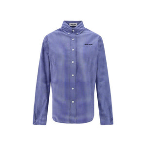 Miu Miu Blue Cotton Pattern Shirt