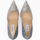 Jimmy Choo Silver Coarse Glitter Degrade Agnes Pumps