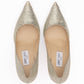 Jimmy Choo Gold Glitter Fabric Agnes Pumps
