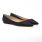 Jimmy Choo Black Coarse Glitter Fabric Alina Bellet Flat
