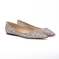 Jimmy Choo Rose Gold Glitter Fabric Alina Ballet Flat