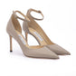 Jimmy Choo Taupe Grey Calf Leather Leona 85 Pumps