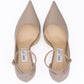 Jimmy Choo Taupe Grey Calf Leather Leona 85 Pumps