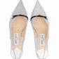 Jimmy Choo Silver Fine Glitter Amita 45 Slingback Pumps