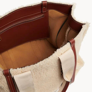 Chloé Beige Lamb Fur Tote Bag