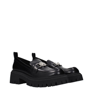 Versace Black Leather Platform Loafers