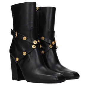 Versace Black Leather Ankle Boots