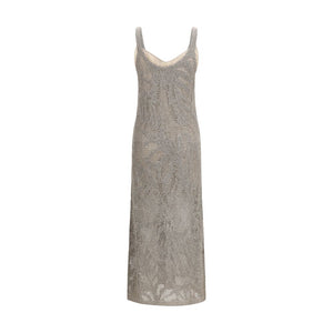 Brunello Cucinelli Gray Linen Casual Dress