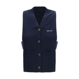 Miu Miu Blue Cashmere Sleeveles Sweater