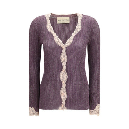 Valentino Garavani Purple Viscose Cardigan