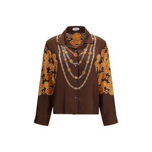 Versace Brown Fabric Pattern Shirt