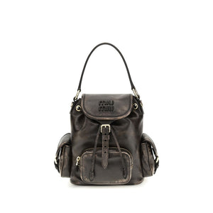 Miu Miu Brown Calf Leather Bos Taurus Backpack