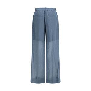 Brunello Cucinelli Blue Cotton Casual Pants