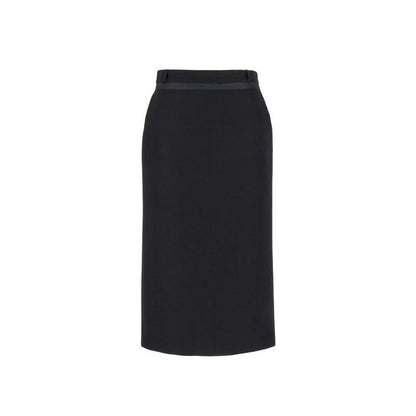 Fendi Black Virgin Wool Long Skirt