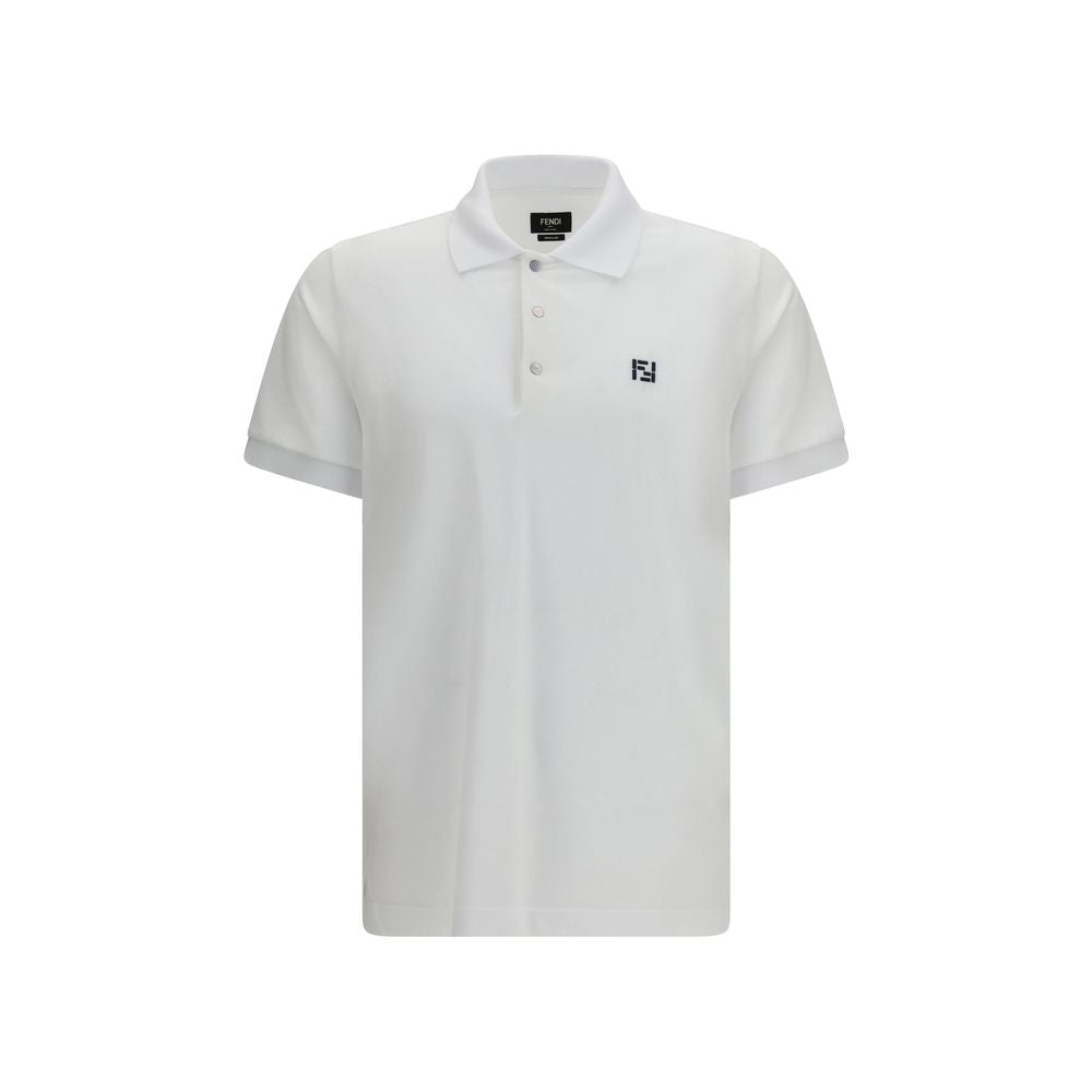 Fendi White Cotton Polo Shirt