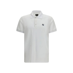 Fendi White Cotton Polo Shirt