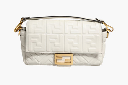 Fendi FF Embossed Baguette Nappa Leather Bag