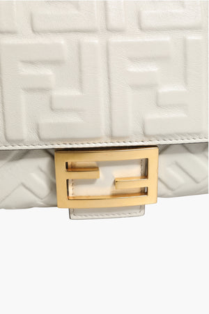 Fendi FF Embossed Baguette Nappa Leather Bag
