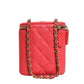 Chanel Red Caviar Quilted Small Vertical Coco Beauty Vanity Case with Chain