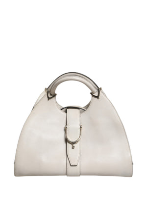 Gucci White Leather Stirrup Top Handle Bag