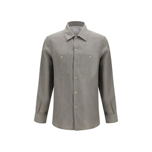 Brunello Cucinelli Bicolor Linen Dress Shirt