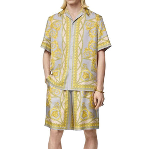 Versace Gray Silk Bermuda Shorts