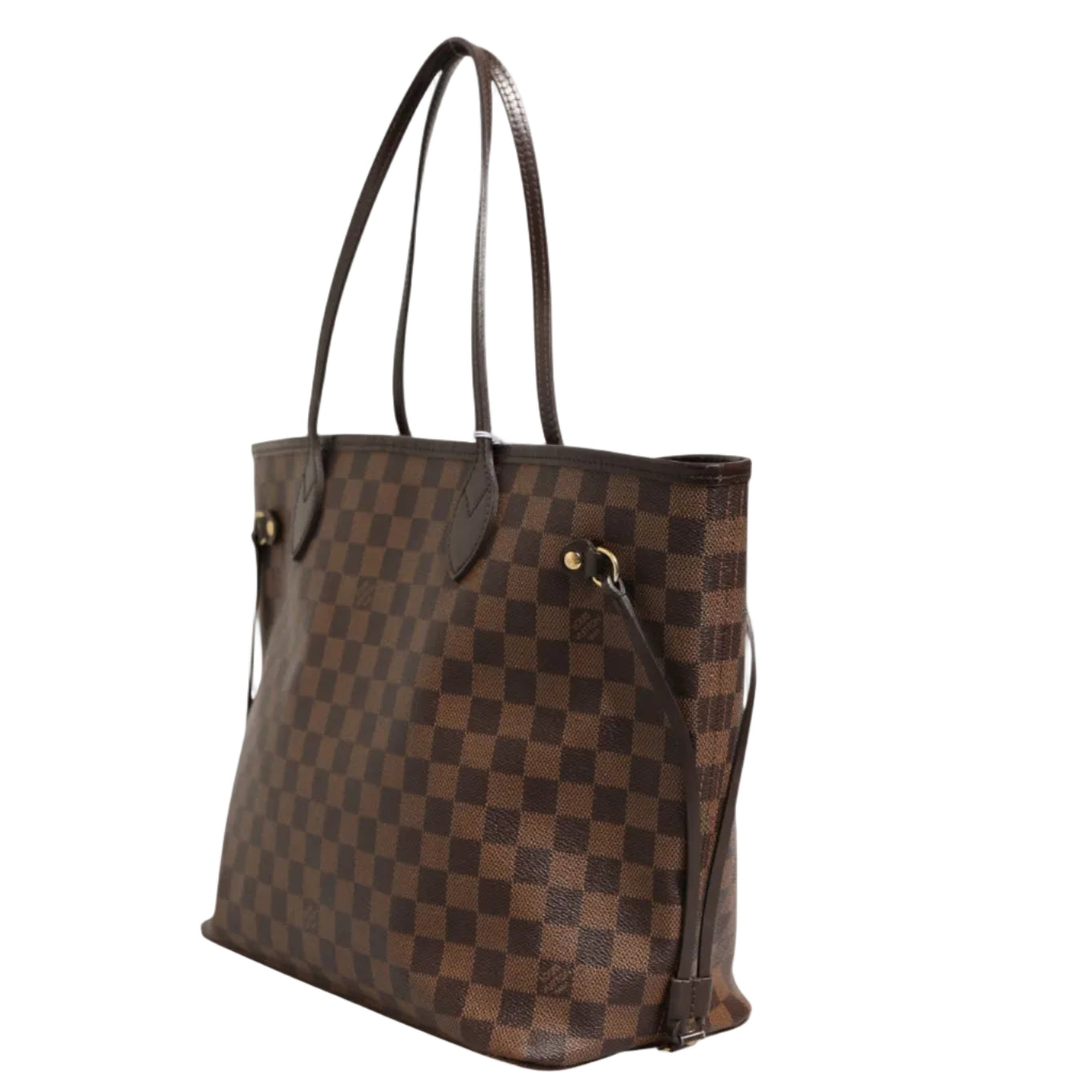 Brown checkered handbag on a white background