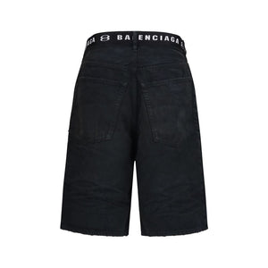 Balenciaga Black Cotton Bermuda Shorts