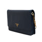 Prada Blue Saffiano Leather Wallet on Chain Clutch Bag