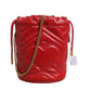 Gucci Red Chevron-quilted Calfskin Leather GG Marmont Bucket Bag