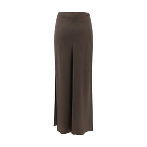 Brunello Cucinelli Brown Acetate Midi Skirt