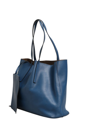Fendi Leather Navy Blue Shopping Tote