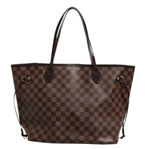 Brown checkered handbag on a white background