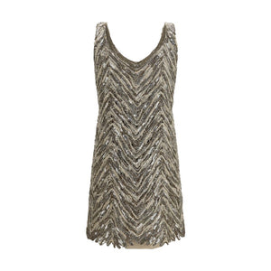 Brunello Cucinelli Beige Paper Cocktail Dress