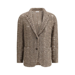 Brunello Cucinelli Brown Silk Blazer