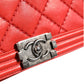 Chanel Red Diamond Stitch Calfskin Leather New Medium Boy Bag