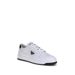 Prada White Calf Leather Bos Taurus Low Top Sneakers