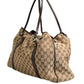 Gucci Beige and Black Canvas Twins Medium Tote Bag