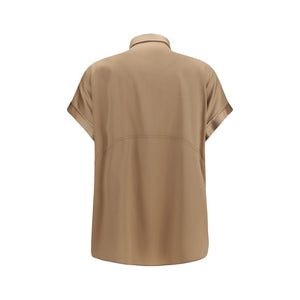 Brunello Cucinelli Beige Silk Shortsleeve Shirt