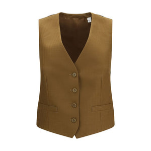 Burberry Brown Wool Oves Aries Sleveless Jacket