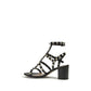 Valentino Garavani Black Calf Leather Bos Taurus Stiletto Heel Sandals