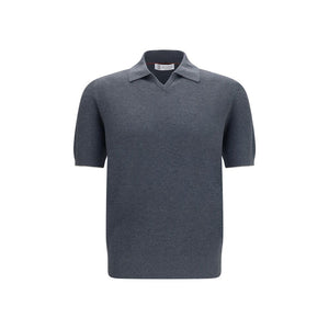 Brunello Cucinelli Gray Cotton Polo Shirt