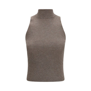 Brunello Cucinelli Brown Cashmere Sleeveles Sweater