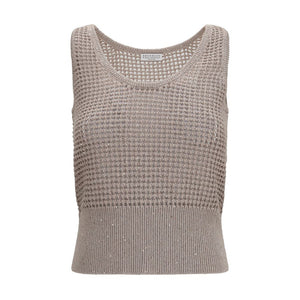 Brunello Cucinelli Beige Cotton Tank Tops