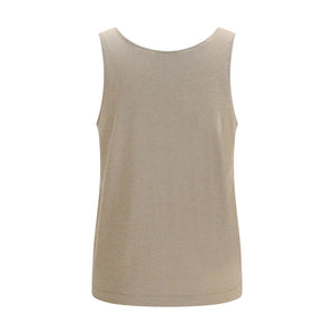 Brunello Cucinelli Beige Cashmere Sleeveles T-Shirt