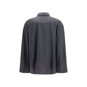 Brunello Cucinelli Gray Wool Oves Aries Dress Shirt