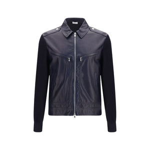 Brunello Cucinelli Blue Calf Leather Bos Taurus Leather Jacket