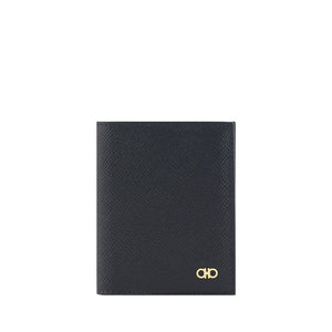 Ferragamo Black Calf Leather Bos Taurus Wallet