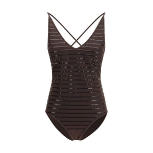 Brunello Cucinelli Brown Nylon One-Piece Swimsuit