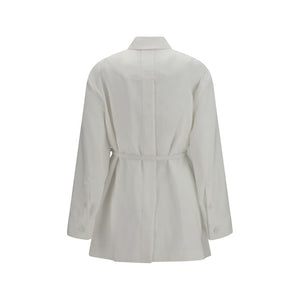Fendi White Linen Full-Length Jacket